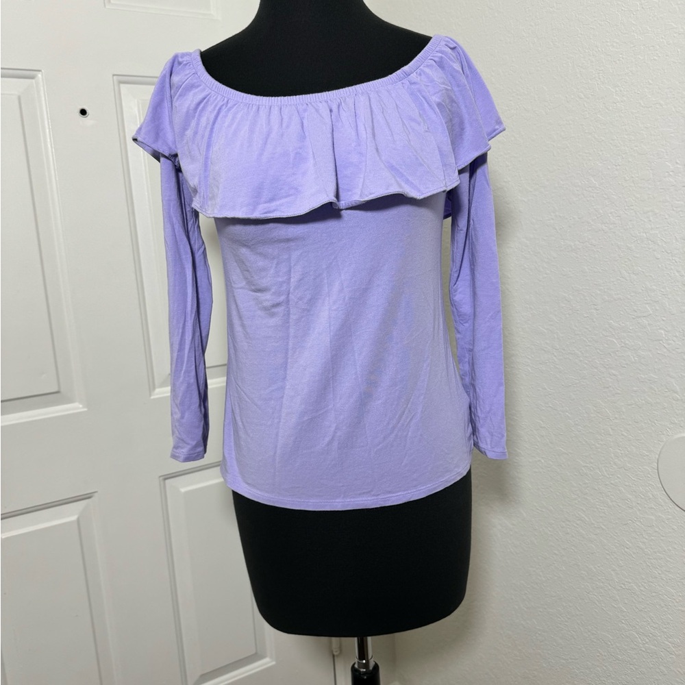 Lilly Pulitzer Lavender Off-Shoulder Ruffle Top - Picture 2 of 6